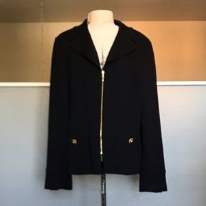 St. John size 12 Knit Black and Gold Full Zip Blazer